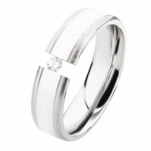 Damenring Edelstahl DE048 mit Zirkonia