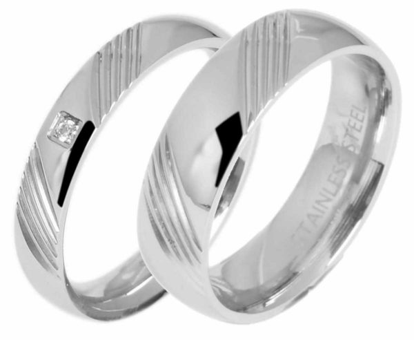 Edelstahlringe E061 mit Zirkonia und gratis Gravur