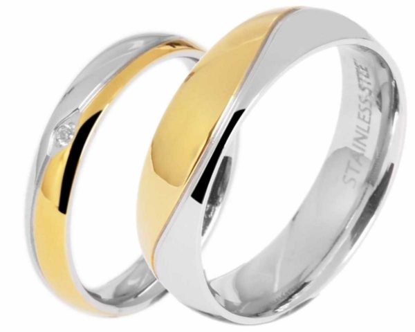 Edelstahlringe E020 mit Zirkonia und gratis Gravur