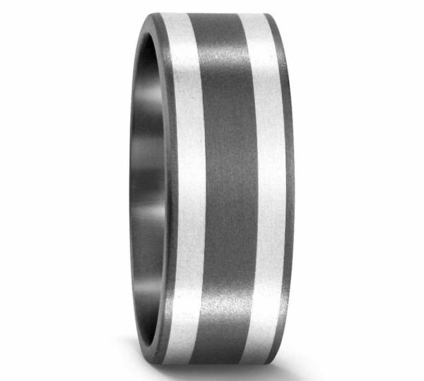 Herrenring Titanring mit Silber 50978 ohne Stein