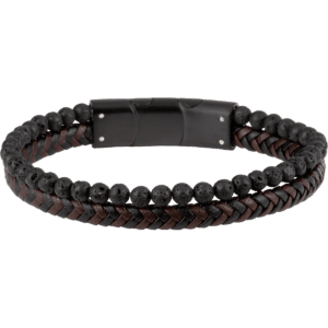 Lederarmband mit Lava Perlen