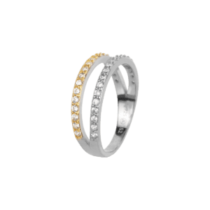 Ring Sterlingsilber vergoldet bicolor mit Topasen