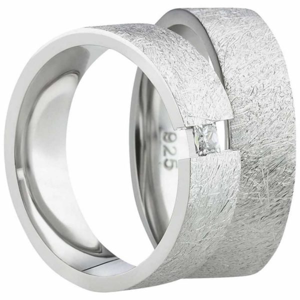 Silberringe mit eingespanntem Zirkonia SR034-SR035