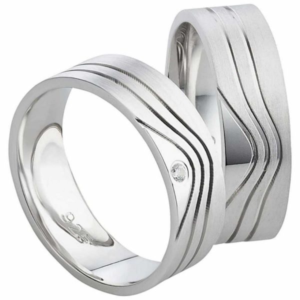 Edle Silberringe mit geschwungenen Glanzrille SR088-SR089