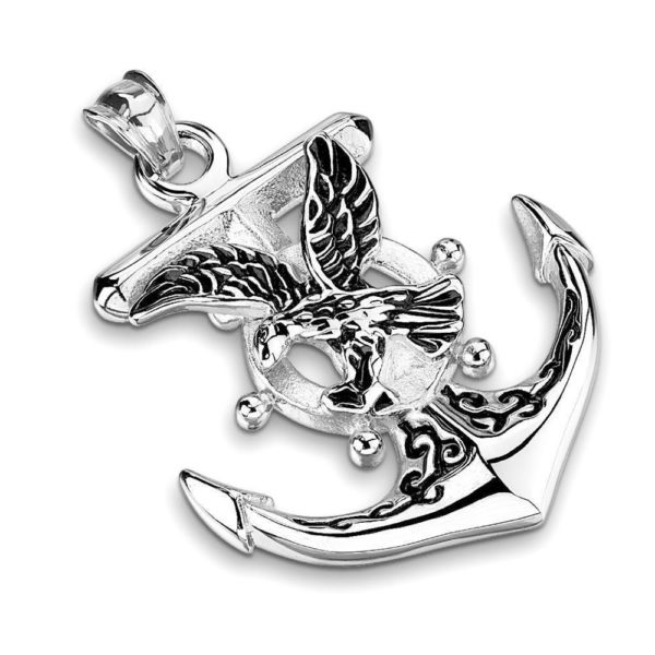 Anhaenger Anker mit Adler Silber aus Edelstahl Unisex