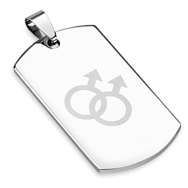 Anhaenger Dog Tag LGBT Silber aus Edelstahl Herren