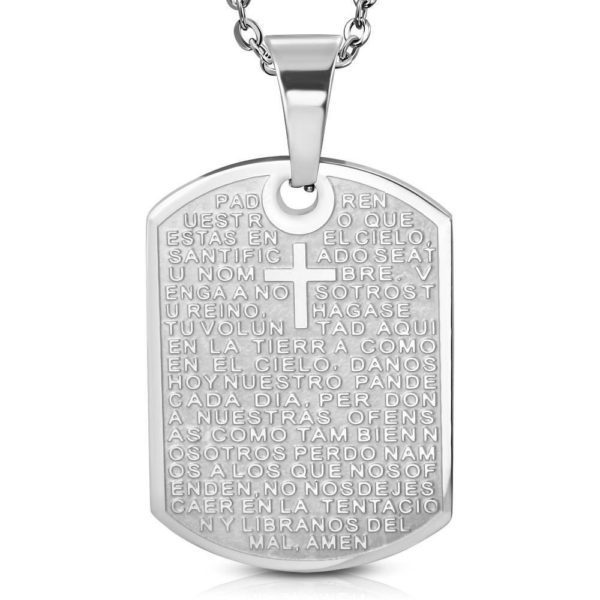 Anhaenger DogTag religioes Silber aus Edelstahl Unisex