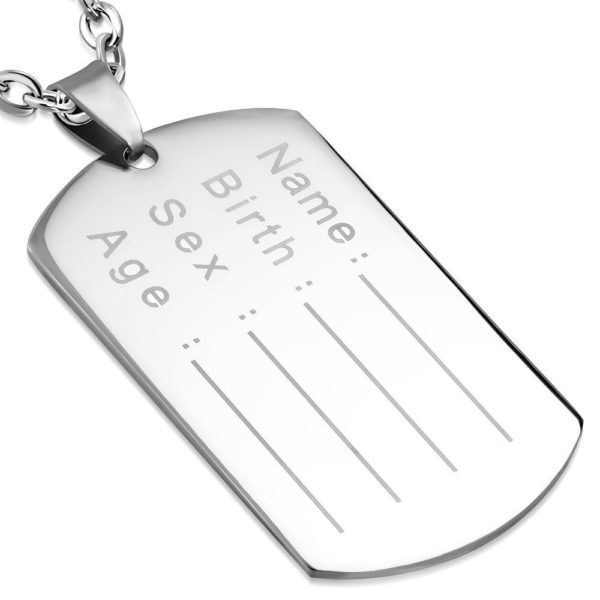 Anhaenger DogTag Silber aus Edelstahl Unisex