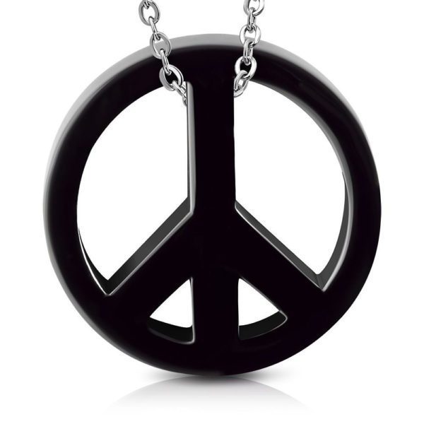 Anhaenger Peace Schwarz aus Edelstahl Unisex