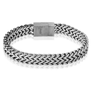 Armband massiv mit Magnetverschluss Silber aus Edelstahl Herren