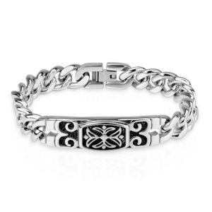Armband mit eingraviertem Keltenkreuz Silber aus Edelstahl Herren