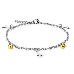 Bettelarmband FueÃƒÂŸe & Kugel Gold aus Edelstahl Damen
