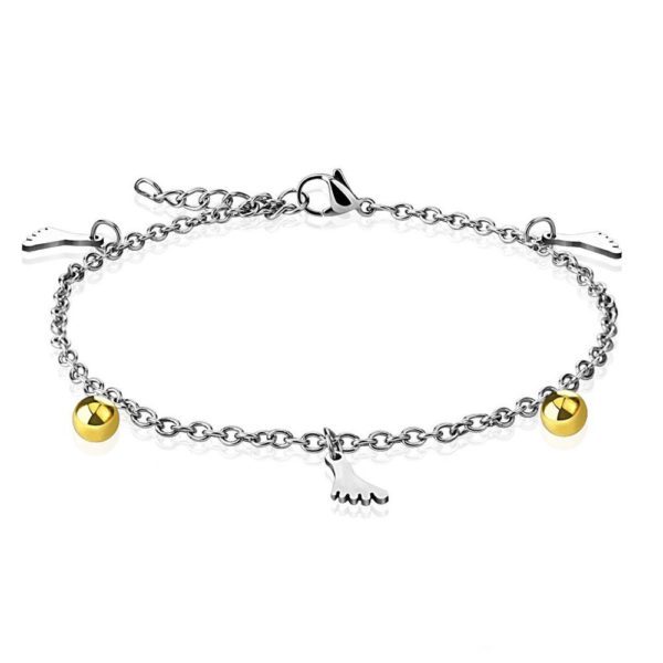 Bettelarmband FueÃƒÂŸe & Kugel Gold aus Edelstahl Damen