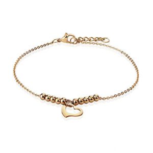 Bettelarmband Herz & Kugeln Rosegold aus Edelstahl Damen