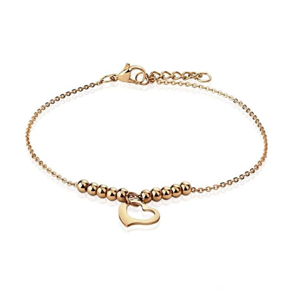 Bettelarmband Herz & Kugeln Rosegold aus Edelstahl Damen