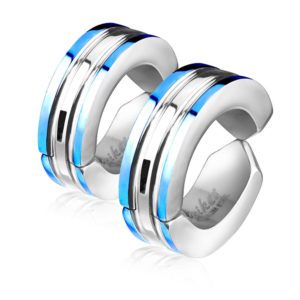 Blau - Creolen farbige AuÃƒÂŸenringe Silber aus Edelstahl Unisex