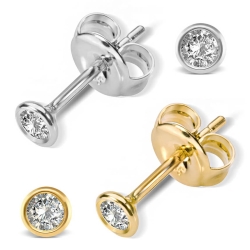 Diamanten Ohrstecker 585er Weiss-oder Gelbgold 14ct mit 2,5mm Brillanten 0,1ct in Zargenfassung