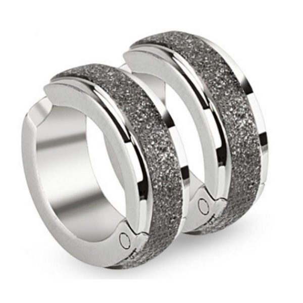 Creolen gebuerstet silber aus Edelstahl Unisex
