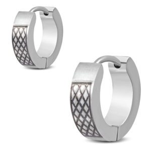 Creolen Gitter Design Silber aus Edelstahl Unisex