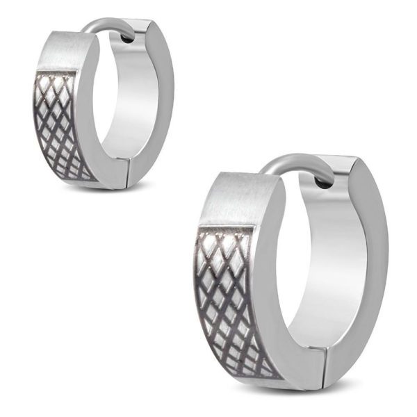Creolen Gitter Design Silber aus Edelstahl Unisex