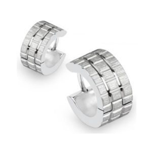Creolen Gitterdesign silber aus Edelstahl fuer Damen