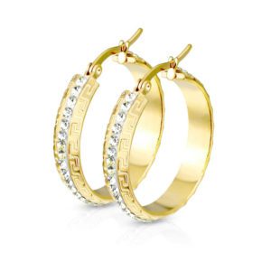 Creolen Glitzer mit Kristall Gold aus Edelstahl Damen