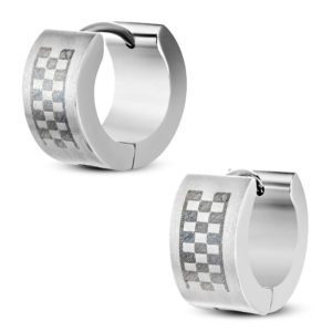 Creolen Karomuster Silber aus Edelstahl Unisex
