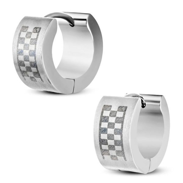 Creolen Karomuster Silber aus Edelstahl Unisex