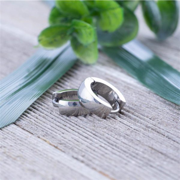 Creolen klassisch gravierbar Silber aus Edelstahl Unisex