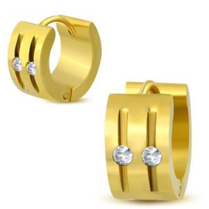 Creolen mit Cut-Outs und klaren Kristallen gold aus Edelstahl fuer Damen