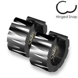 Creolen mit Facettenschliffen schwarz 6,7 mm aus Edelstahl Unisex