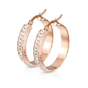 Creolen mit Glitzer und Zirkonia Rosegold aus Edelstahl Damen