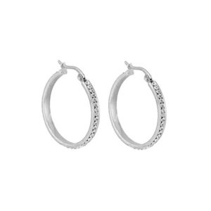 Creolen mit klarem Zirkonia und Zierfuge silber aus Edelstahl fuer Damen