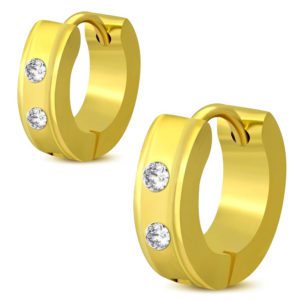 Creolen mit klaren Kristallen & abgesetzten Raendern gold aus Edelstahl fuer Damen