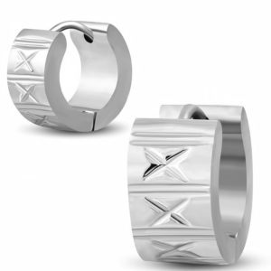 Creolen mit Kreuzmuster 7mm silber aus Edelstahl Unisex