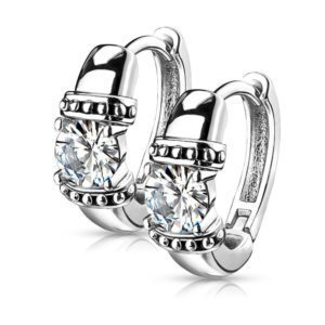Creolen mit Kristall und geschwaerzten Ornamenten silber aus Edelstahl Damen
