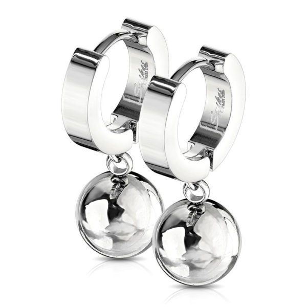 Creolen mit Kugel-Anhaenger Silber aus Edelstahl Unisex
