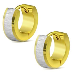 Creolen mit silber-mattem Mittelring Gold aus Edelstahl Damen