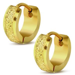 Creolen sand-gestrahlt mit abgerundeten Kanten Gold aus Edelstahl Unisex