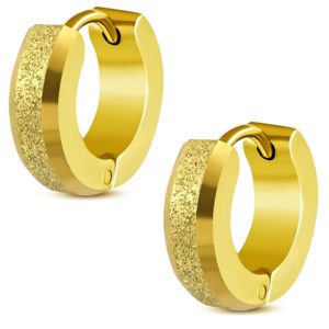 Creolen sand-gestrahlt zweifarbig Gold aus Edelstahl Unisex