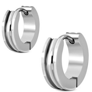Creolen zwei Ringe silber aus Edelstahl Unisex