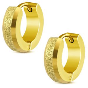 Creolen zweifarbig sand-gestrahlt Gold aus Edelstahl Unisex