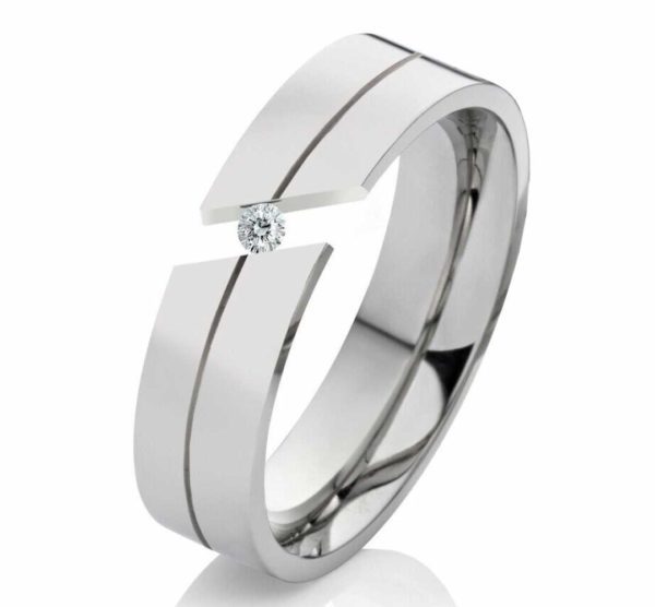 Damenring Edelstahl DE014 mit Zirkonia
