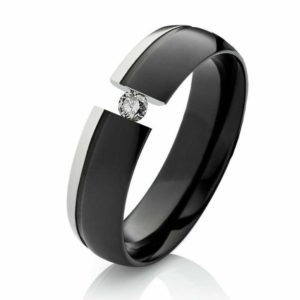Damenring Titanring DT080 schwarz und Diamant