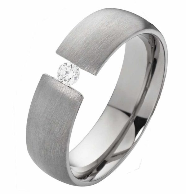 Damenring Titanring DT006 mit Zirkonia - Gravur
