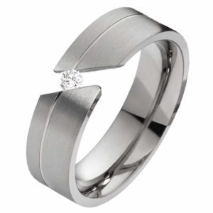 Damenring Titanring DT021 mit Zirkonia und gratis Gravur