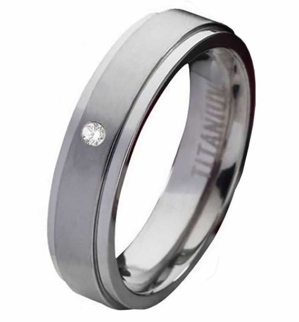 Damenring Titanring DT040 mit Stein und gratis Gravur