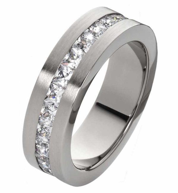 Damenring Titanring DT041 mit umlaufenden Zirkonias