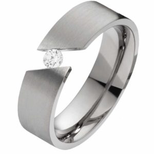 Damenring Titanring DT048 mit Zirkonia und gratis Gravur