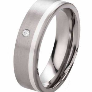 Damenring Titanring DT051 mit Silber und Stein